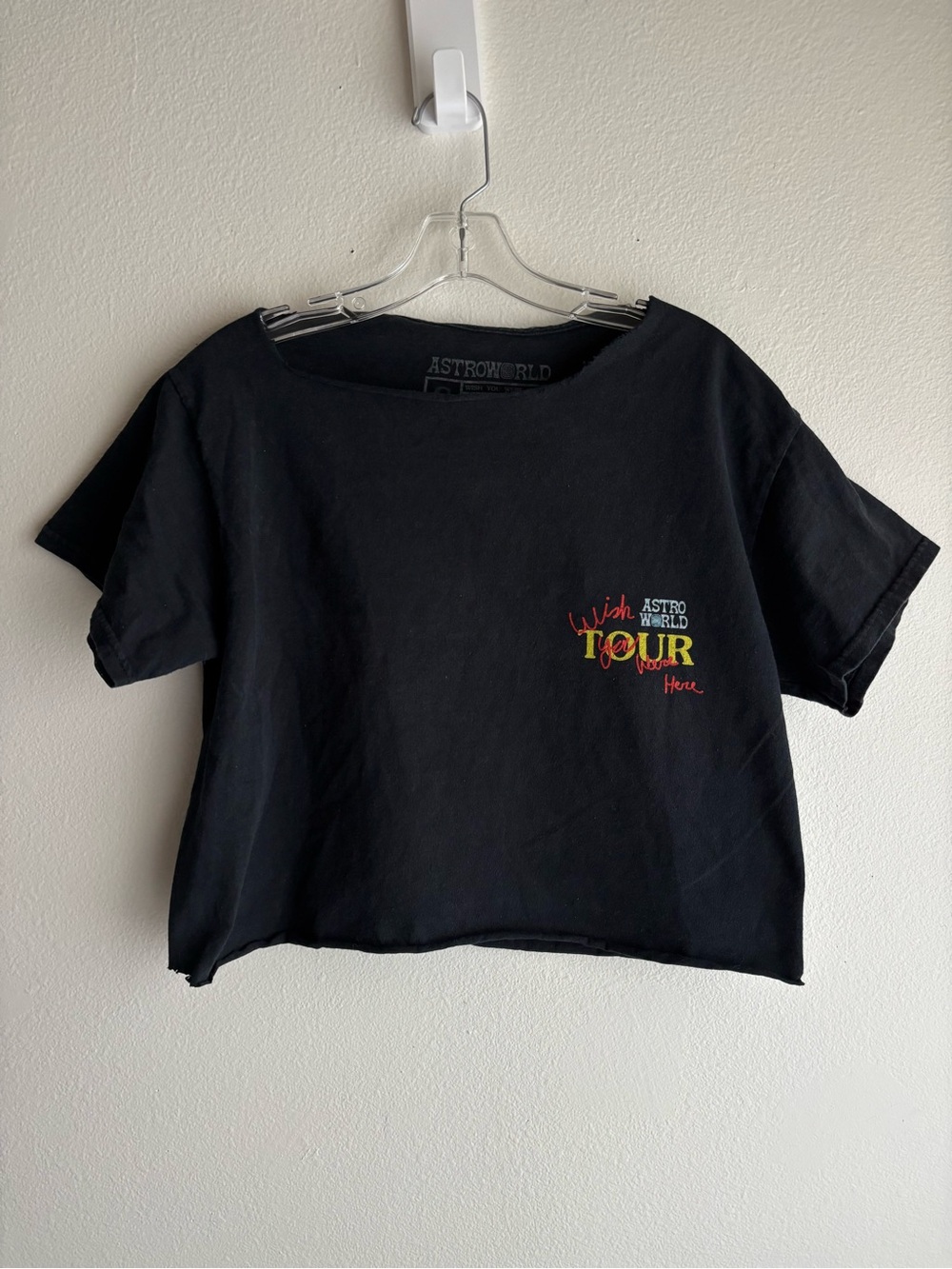 Travis Scott Astroworld Wish You Were Here Tour T-Shirt Distressed Cropped Sz S